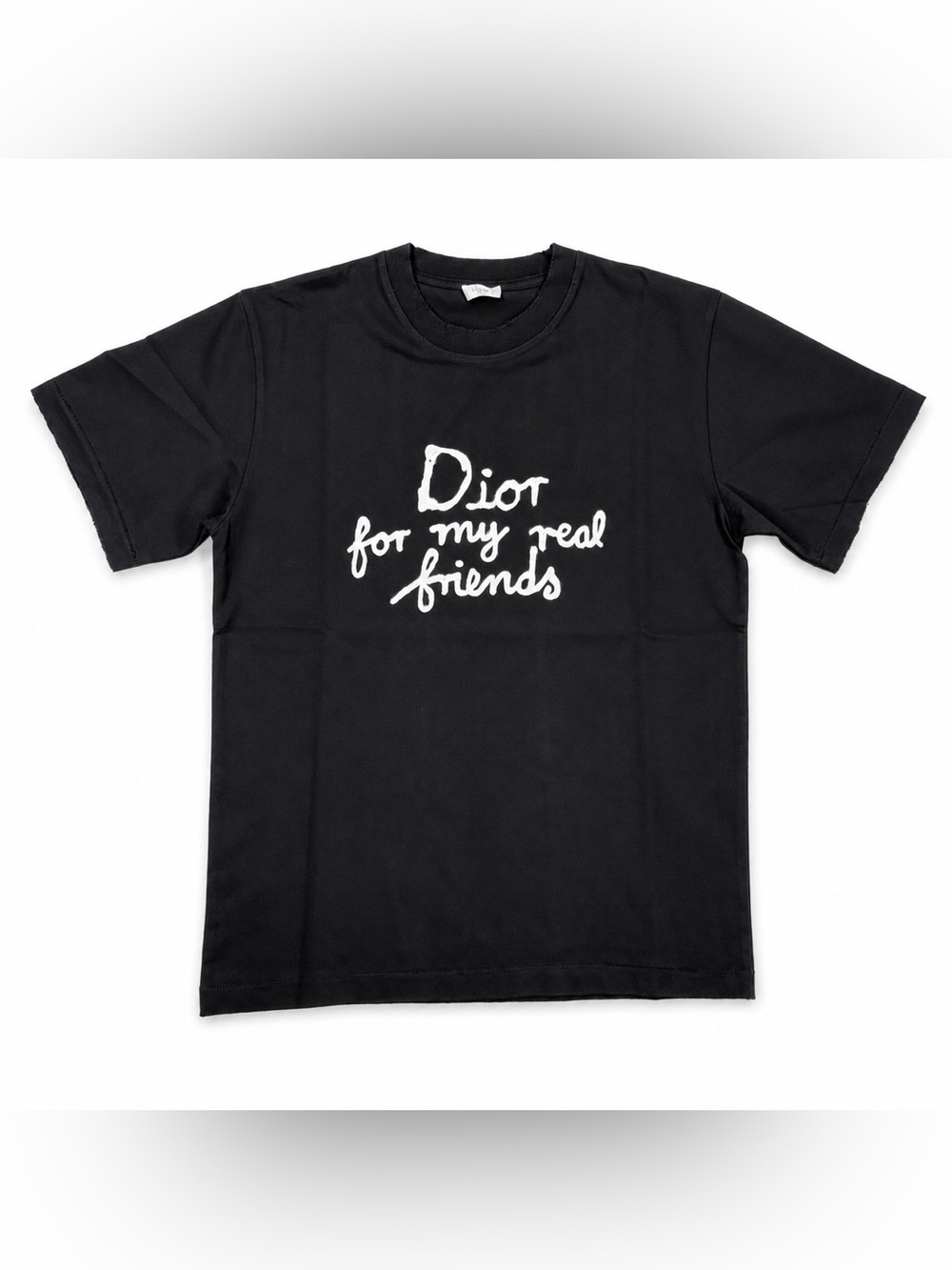 Dior Black Short-Sleeve Tee with White Script Logo